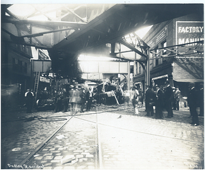 Dudley Street accident, view below tracks of wreckage