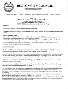 Committee on Arts, Culture, and Special Events hearing minutes, April 21, 2016