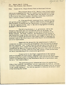 Memorandum from Thomas B. Francis and Gary Brazier to Mayor John F. Collins