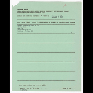 Agenda, summary and comments, minutes and attendance list for area #1a meeting on February 4, 1964