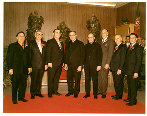 Cardinal Medeiros with male members of Saint Anthony's Church
