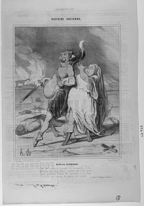 MÉNÉLAS VAINQUEUR. Sur les remparts fumants de la superbe Troie, Ménélas, fils des Dieux, comme une riche proie, Ravit sa blonde Hélène et l'emmène à sa cour Plus belle que jamais de pudeur et d'amour. ILLIADE (Traduction Bareste).