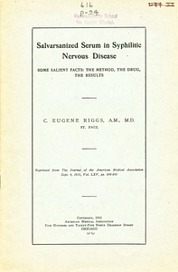 Salvarsanized serum in syphilitic nervous disease: some salient facts: the method, the drug, the results