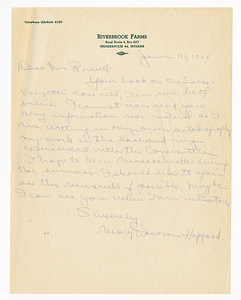 Letter from Mary Donovan Hapgood to Francis Russell, June 11, 1960