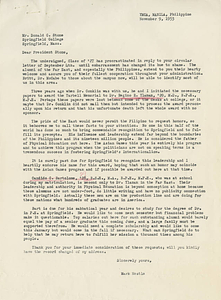 Letter to President Donald Stone regarding Candido Bartolome (November 9, 1953)