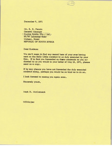 Letter from Mark H. McCormack to E. E. Fannin