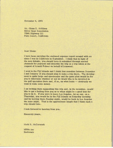 Letter from Mark H. McCormack to Glenn E. McGihon