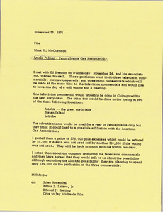 Memorandum from Mark H. McCormack concerning Arnold Palmer