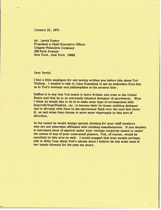 Letter from Mark H. McCormack to David Foster