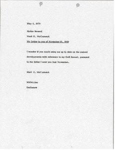 Memorandum from Mark H. McCormack to Richie Benaud