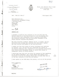 Letter from W. G. Wilson to Mark H. McCormack