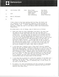 Memorandum from Mark H. McCormack concerning the Professional Golfers' Association