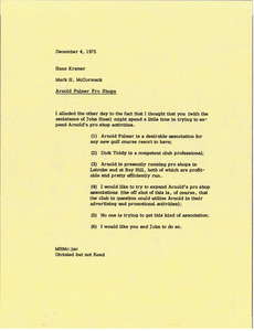 Memorandum from Mark H. McCormack to Hans Kramer