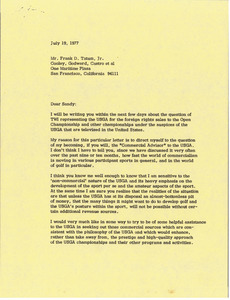 Letter from Mark H. McCormack to Frank D. Tatum