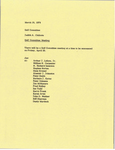 Memorandum from Judy A. Chilcote to golf committee