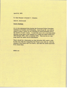 Memorandum from Mark H. McCormack to H. Kent Stanner and Alastair J. Johnston