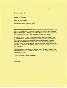 Memorandum from Mark H. McCormack to Robert D. Robinson