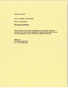 Memorandum from Mark H. McCormack to John L. Macklin and John Webber