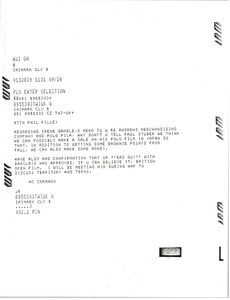 Telex prinotut from Mark H. McCormack to Phil Pilley