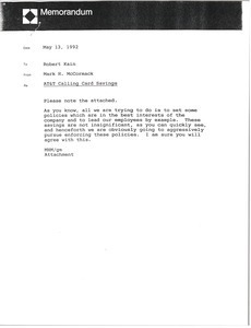 Memorandum from Mark H. McCormack to Robert Kain