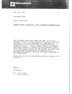 Memorandum from Mark H. McCormack to Wolfgang Goetz