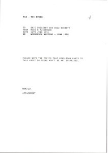 Fax from Mark H. McCormack to Eric Drossart and Buzz Hornett