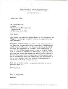 Letter from Mark H. McCormack to Charles Schwab