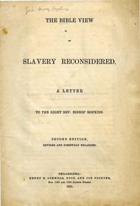 The Bible view of slavery reconsidered