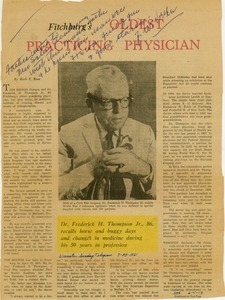 Article titled 'Fitchburg's oldest practicing physican'