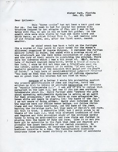 Letter from James Duncan Phillips to 'Fellows'