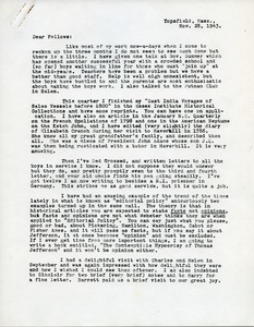 Letter from James Duncan Phillips to 'Fellows'