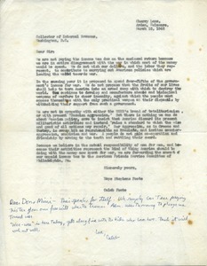 Letter from Hope Stephens Foote and Caleb Foote to the Collector of Internal Revenue