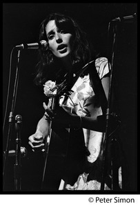 Joan Baez performing at the Newport Folk Festival