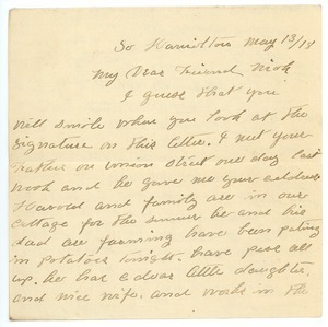 Letter from Mathis Cushman to Frank F. Newth