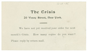 Postcard from Crisis to unidentified correspondent