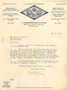 Letter from Universal-Lehrenkrauss Travel Agency to W. E. B. Du Bois