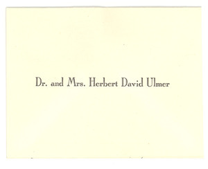 Letter and envelope from Dr. & Mrs. Herbert David Ulmer to Mr. & Mrs. W. E. B. Du Bois