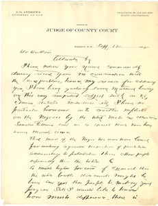 Letter from J. O. Andrews to W. E. B. Du Bois
