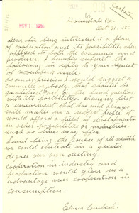 Letter from Elmer Cornbeck to W. E. B. Du Bois
