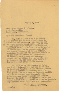 Letter from W. E. B. Du Bois to Fisk University
