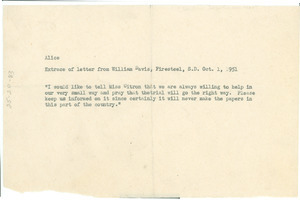 Extract of a letter from William Davis to National Committee to Defend Dr. W. E. B. Du Bois & Associates