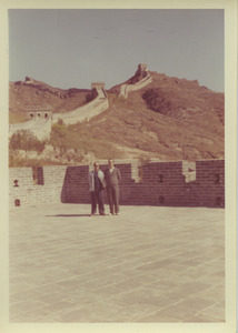 Two unidentified men at the great wall of China