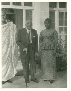 Ghanain ambassador and wife with W. E. B. Du Bois at Ghanaian embassy, Peking, China