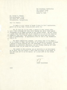 Letter from Frank Tannenbaum to Oberlaender Trust