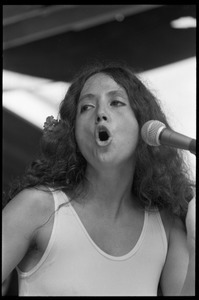 Maria Muldaur, close-up on stage, performing at the Sugarbush Folk Festival