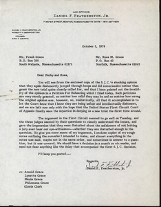 Letter from Daniel F. Featherston to Frank 'Parky' Grace and Ross Grace