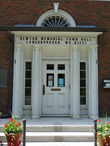Newton Memorial Town Hall, Lanesborough, Mass.: detail of front entrance