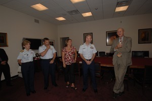 Congressman John W. Olver (far right) at appointment ceremony for Commander Mark Fedor (2d from right), US Coast Guard, as Special Detailee to House Appropriations Committee