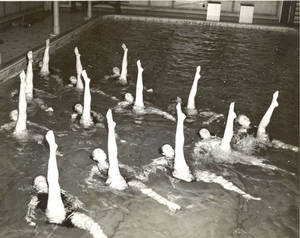 Synchronized swimmers in Judd Gymnasia