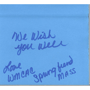 Card from a woman at the Western Massachusetts Correctional Alcohol Center